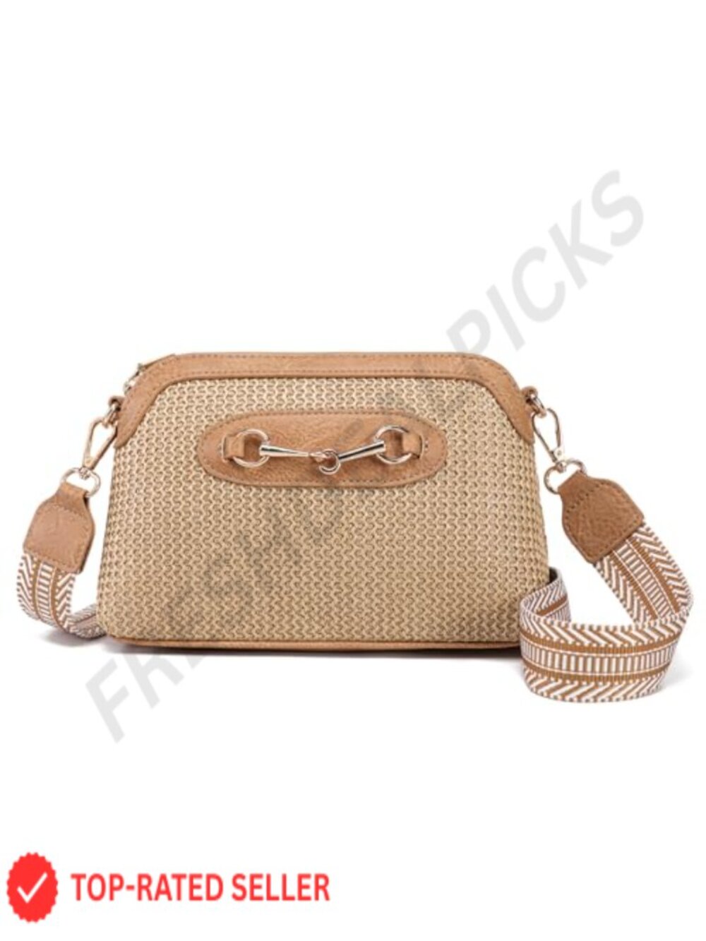 Faux Straw Crossbody Bag Small Summer Purse Woven Shoulder Handbag